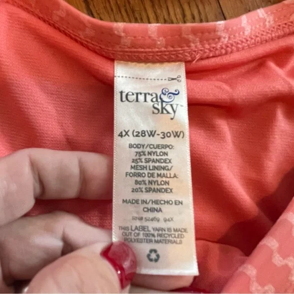 Terra & Sky One Piece Tummy Control Swim Suit, Size 4X - Picture 6 of 6